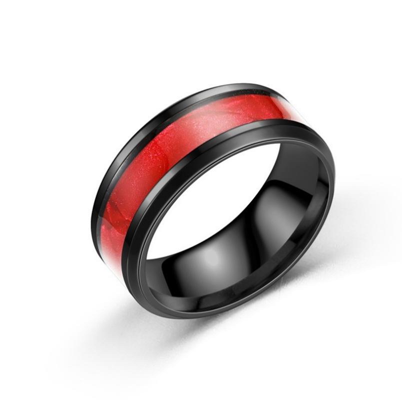Bague Classique Élégante Élégante Et Colorée En Acier Inoxydable Pour Couple Femmes Hommes Accessoires Bijoux Taille 6-13 8 black