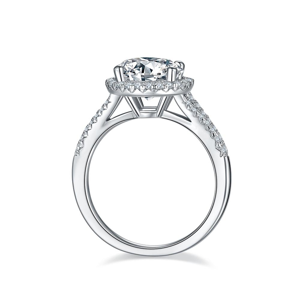 Vinregem Classic 100% 925 Sterling Silver VVS1 1.5-3CT Round Cut D Color Real Moissanite Diamond Engagement Fine Jewelry Ring Anniversary Gift