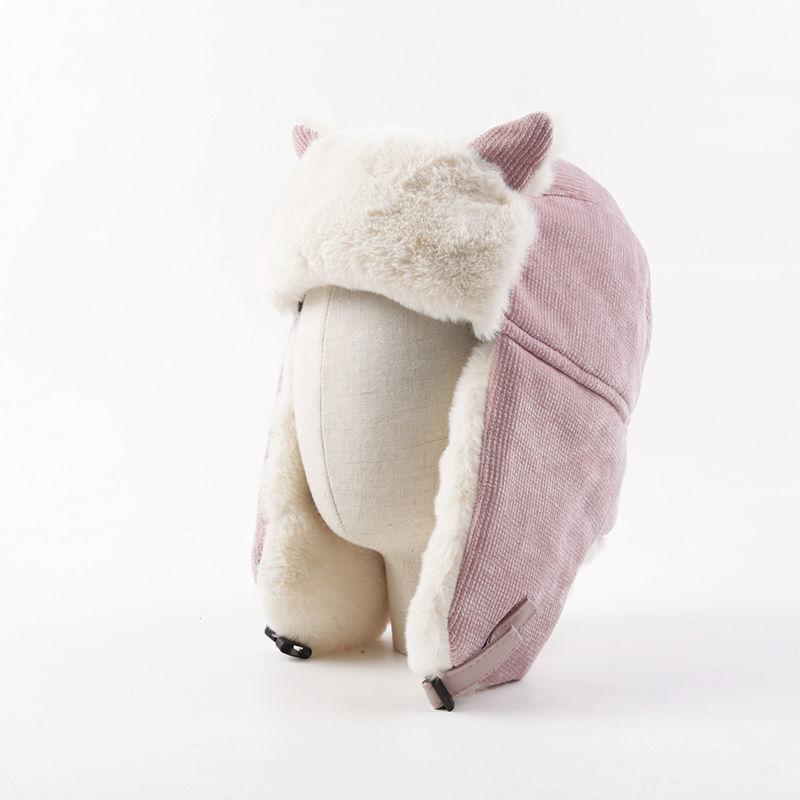 Women Warm Earmuffs Thicken Ear-flapped Hat Winter Cashmere Plush Cotton Hat Cat Ears Cap Winter Russian Bomber Hat