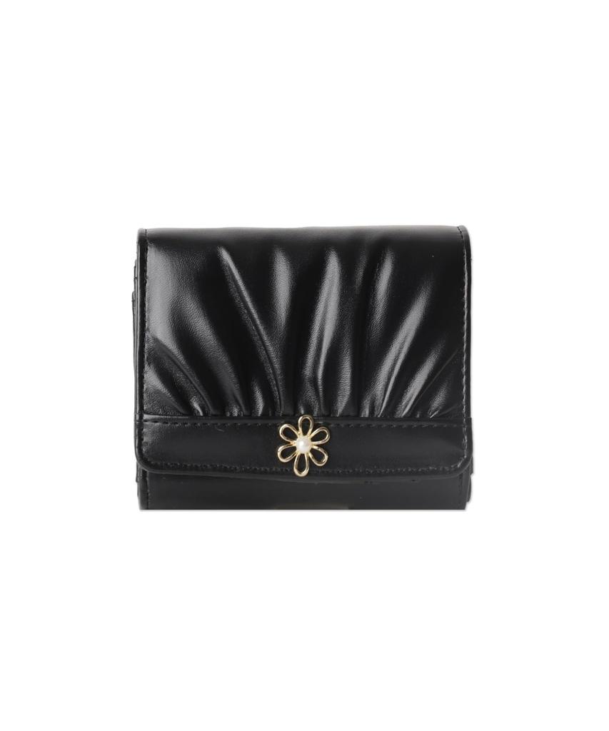 WEGO Flower Gathered Size Black Women's Wallet, F,