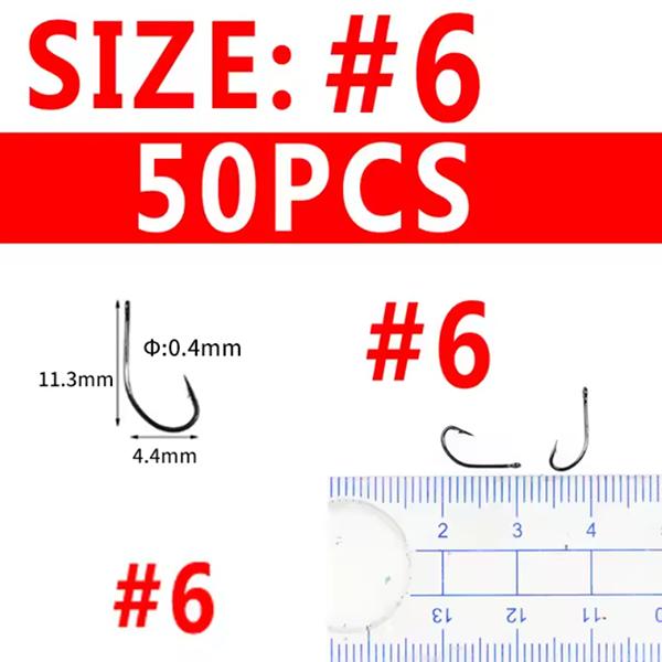 

50/25PCS Multiple Purpose High Carbon Steel Fish Hook Nmyph Fly Sabiki Rig Hook Carp Fishing Hook Saltwater Jig Lure Hooks #6