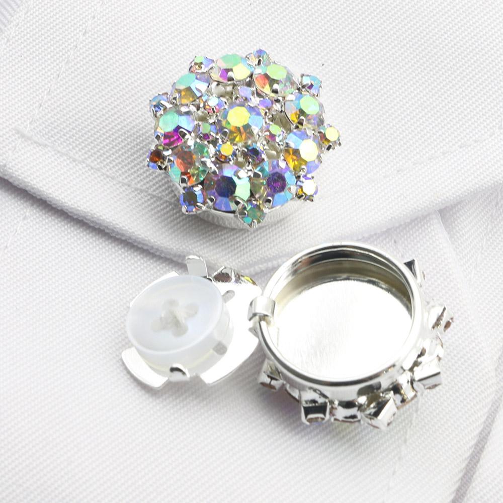 Fashion Bestseller 2 pieces of 22MM Circular Rhinestone Cufflinks, Women's Shirts, Dresses, Sweaters, DIY Handmade Wholesale