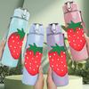 1PC Fresh Red Strawberry Fruit Print 750ml Color Plastic Sports Water Bottle Leakproof Flip Straw Lid Suitable for Sports Office Home Use