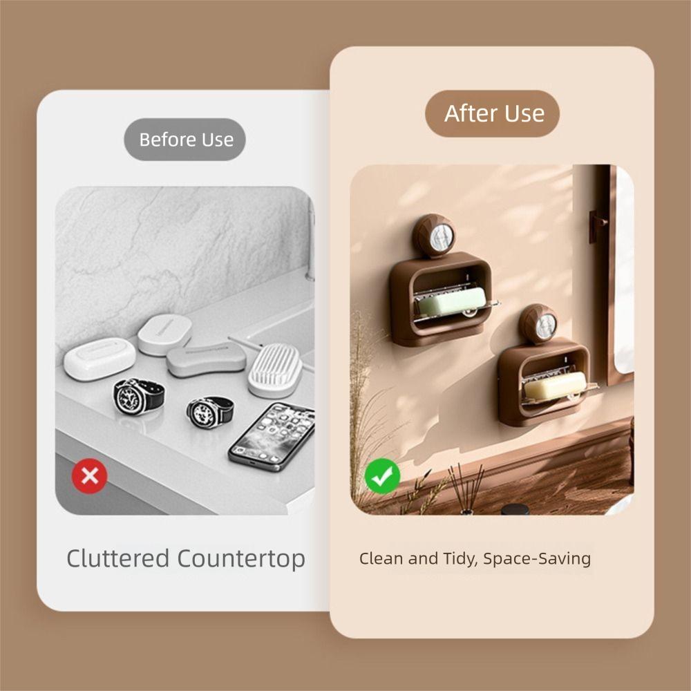 Wall Mounted Drain Soap Box 1/2 Grids Soap Storage Tray Easy To Install Soap Container  Universal