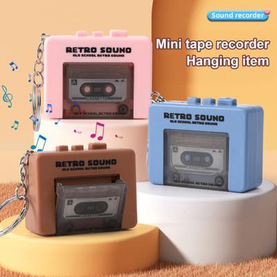 Retro Cassette Recorder Keychain Mini Music Player Toy Toddlers Boys Girls Sound Recording Toy Backpack Hanging Decoration