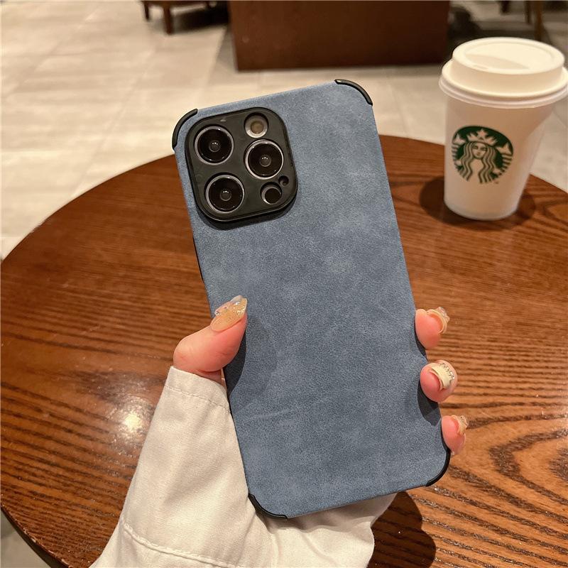 Applicable To Apple 15 Light Luxury IPhone 13 Mobile Phone Case Velvet Leather 12 Solid Color Protective Case Soft