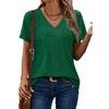 Women's Fashion Casual Short Sleeve V-Neck Court Lock T-Shirt Top
