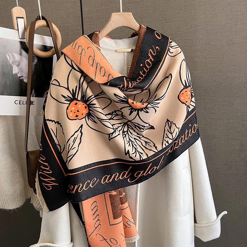 Damen-Schal mit Blumen-Quaste, Schal, Wickelschal für