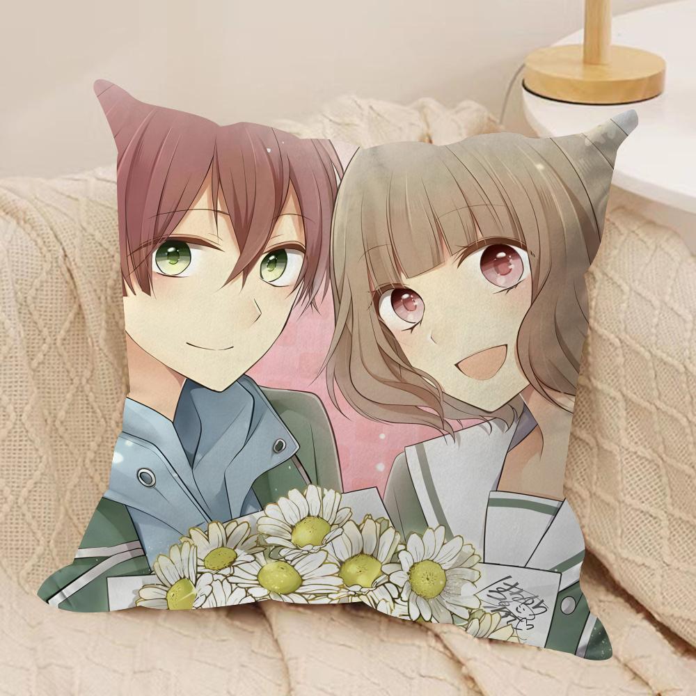 Anime M-Momokuri Cushion Cover Silky Short Plush Sofa Pillow Cover Hidden Zipper Soft Dustproof Case for Home Decor
