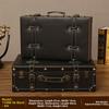 Retro European Wooden Handheld Storage Box Luxury Leather Suitcase Display Prop Box Family Storage Tools Wooden Case Leather