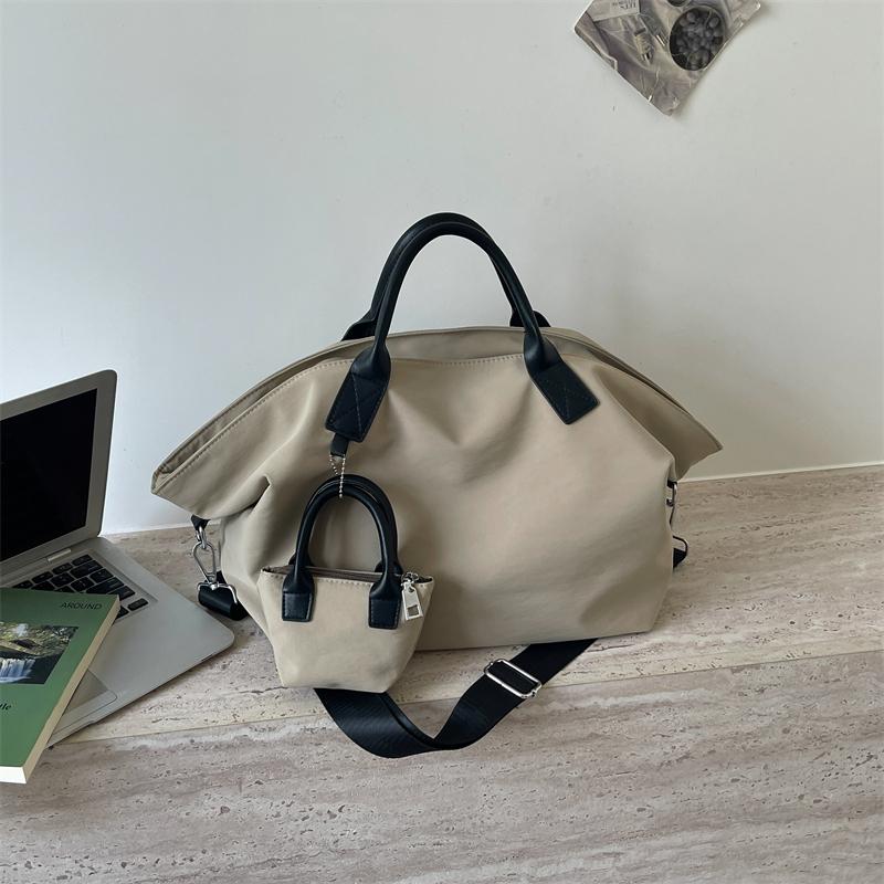 Borsa a Tote in Tela di Grande Capacità per Donna, Borsa a Spalla Casual con Manico in Pelle