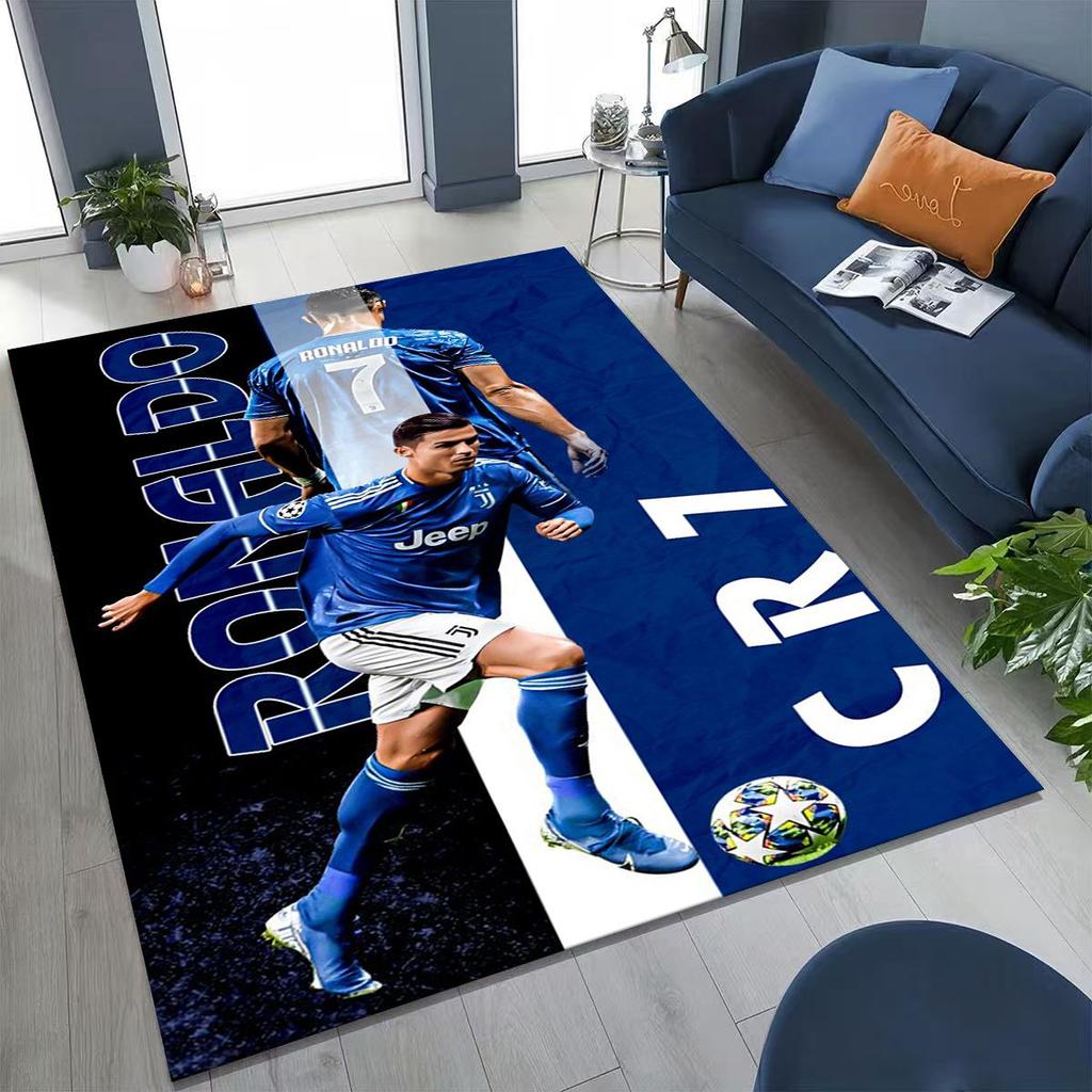 3D Goat Football Star R-Ronaldo Cartoon Art Carpet Rug for Bedroom Living Room Sofa Home Doormat Decor,Large Non-slip Floor Mat