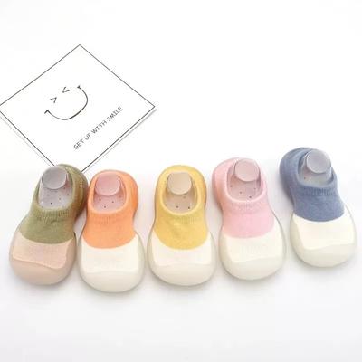 1pair Baby First Walker Toddler Shoes Non-slip Comfortable Silicone Soft Sole Casual Indoor Floor Socks Knit Booties for Newborn