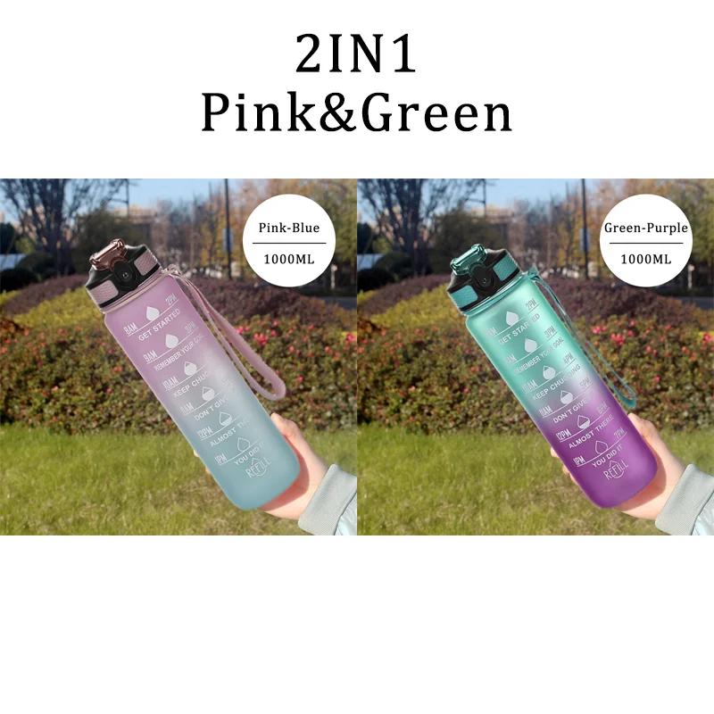 Water Bottle Motivational Sport Water Bottle Leakproof Drinking Bottles Outdoor Travel Gym Fitness Jugs For Kitchen
