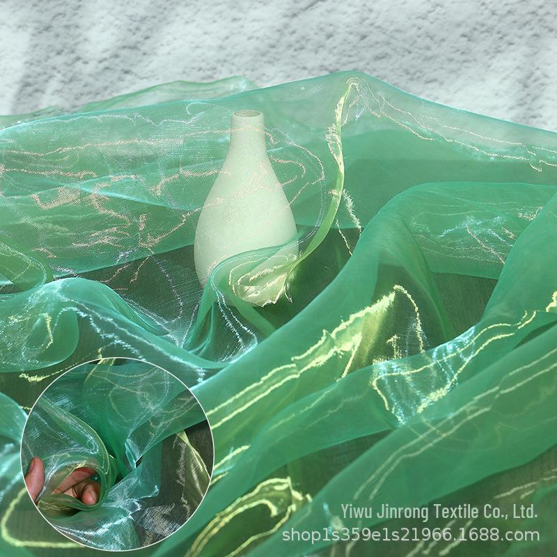 "Farbverlauf Zweifarbiges Organza-Gewebe mit Fantasy-Perlen- & Glasgarn für Kleidung und Röcke"