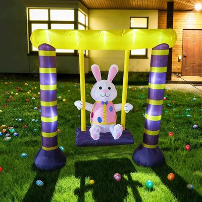 Easter Inflatable Swinging Bunny Outdoor Decoration for Festival Lawn Garden