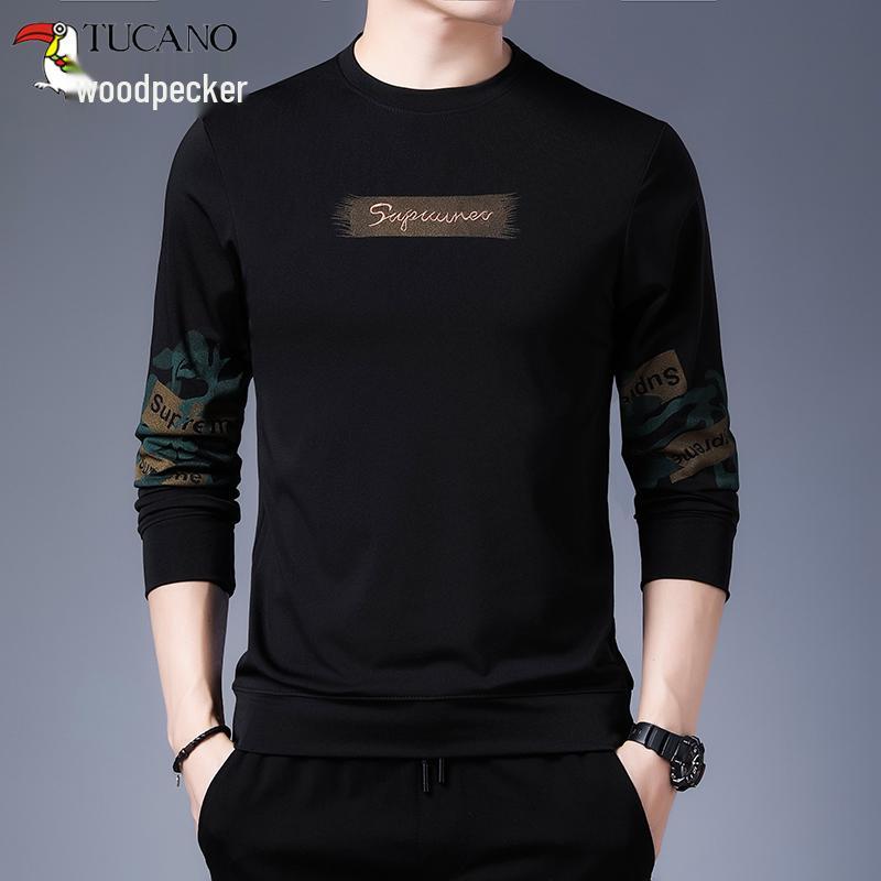 

Clearance: Woodpecker Spring/Autumn Men s Long-Sleeve Round Neck Cotton T-Shirt Base Layer 175/XL for 68-75 kg