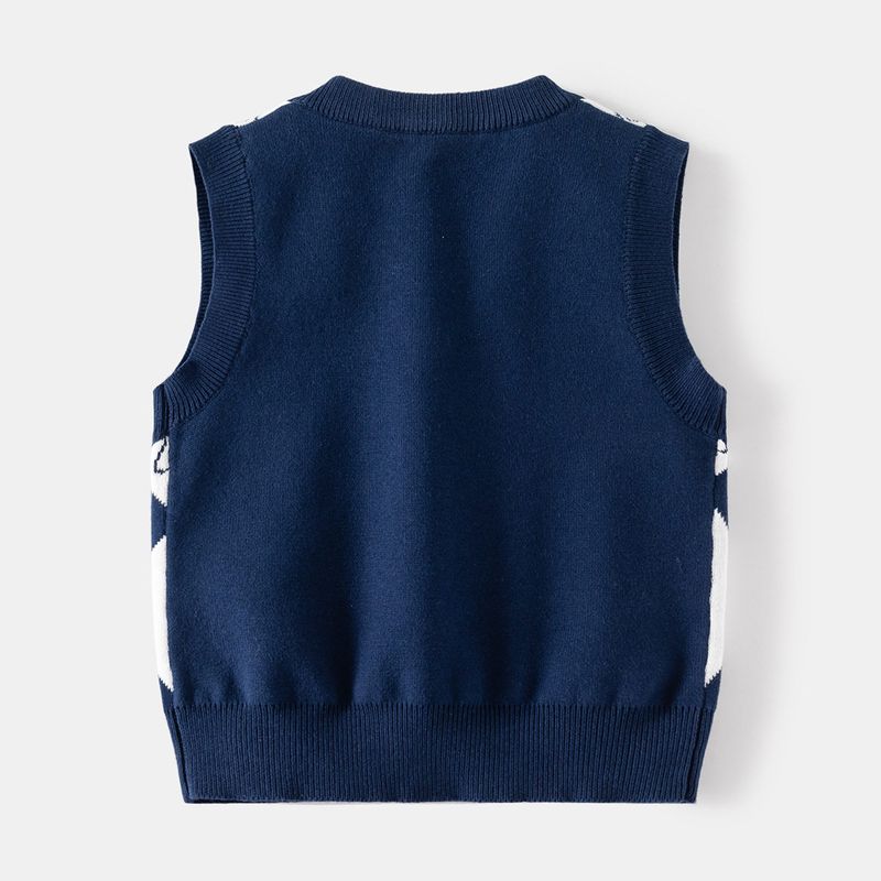 Kids' Sweater Spring and Autumn Boys' Wool Vest V Neck Sleeveless Waistcoat Baby Boys' Bear Casual Pullover