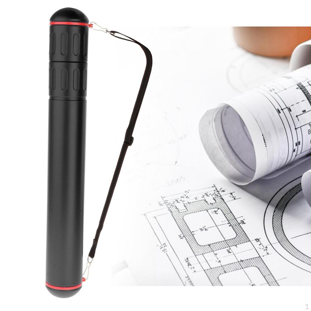 Adjustable Document Poster Storage Tube with Shoulder Strap Portable Holder Durable Telescopic