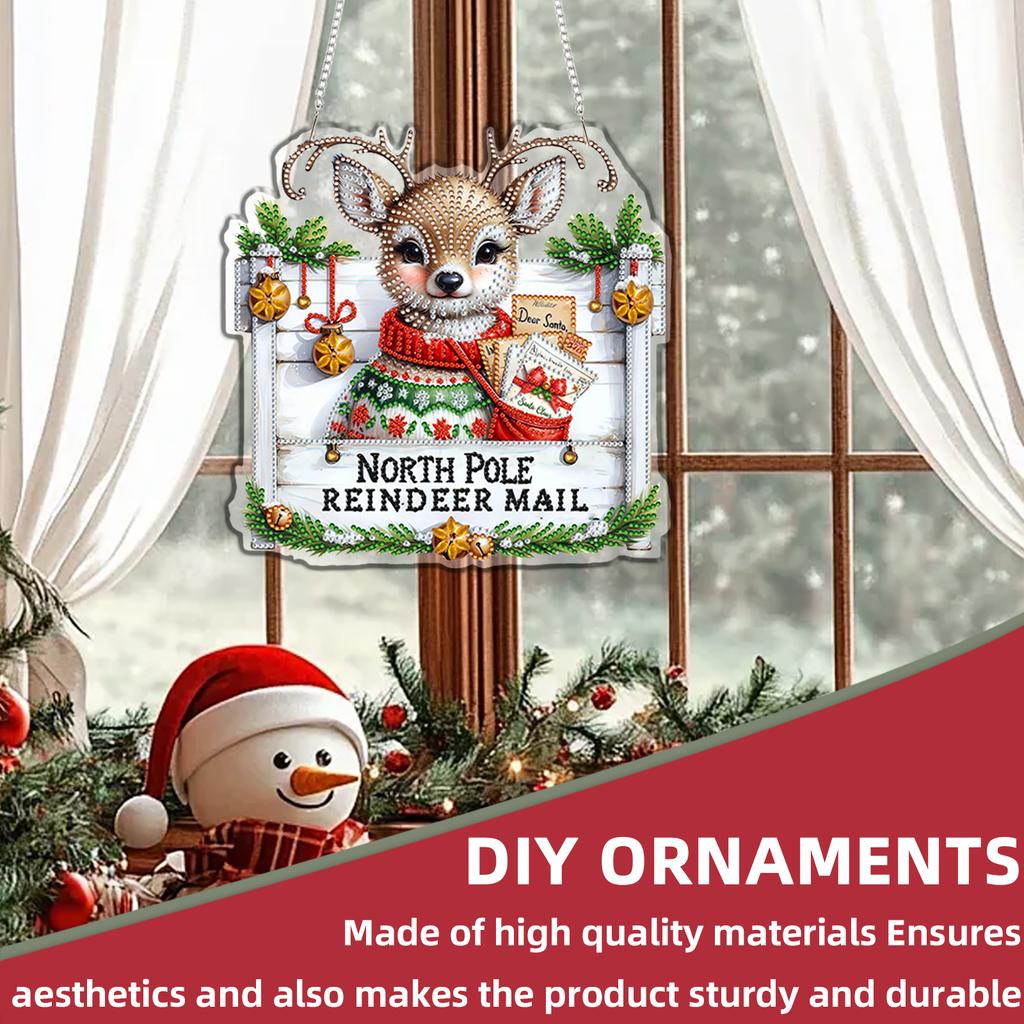 Christmas 2D Flat DIY Acrylic Crystal Rhinestone Art Pendants Single Side Drill for Adults Gift Home Wall Or Window Decor