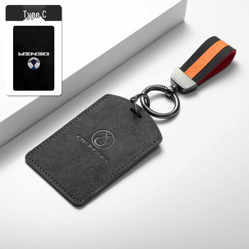 BYD D9 Suede Car Key Case - NFC Card Holder with Logo, Three-Color Protection for Men & Women