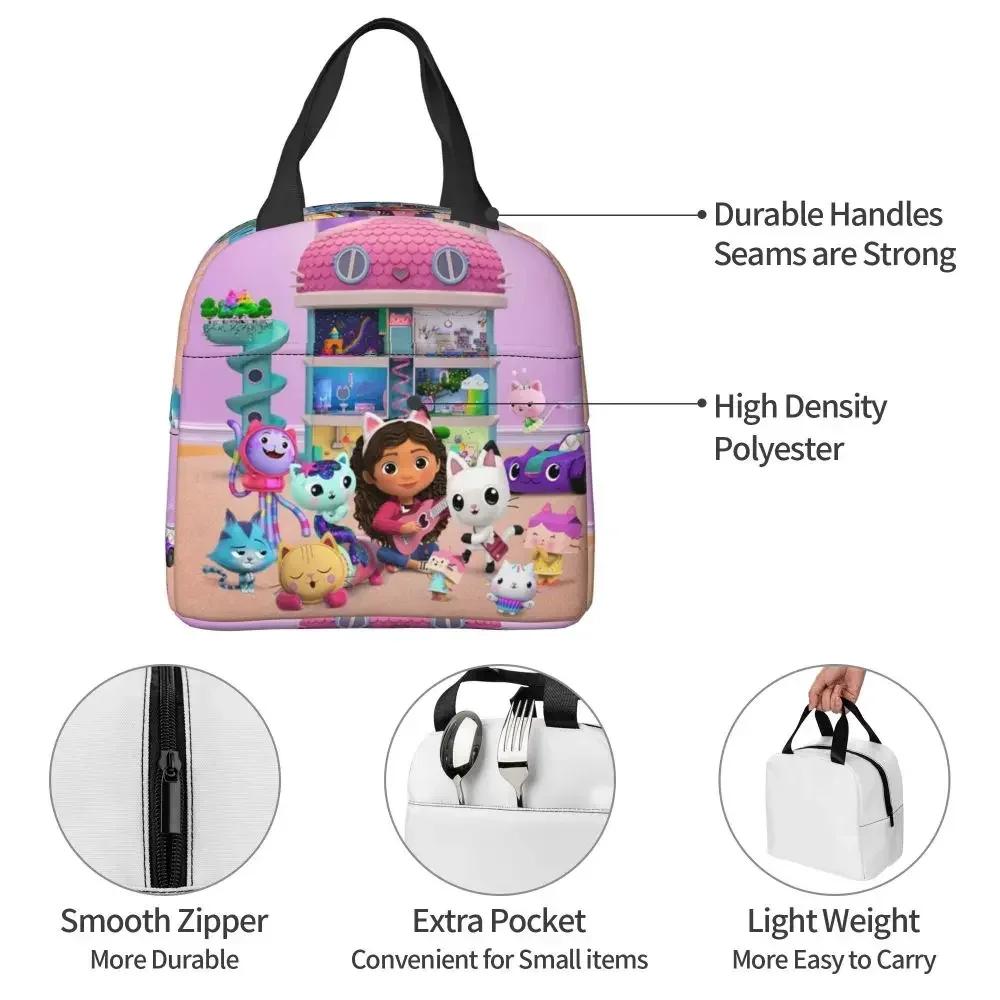Gabbys Dollhouse Insulated Lunch Tote Bag for Women Mercat Cat Portable Thermal Cooler Bento Box School