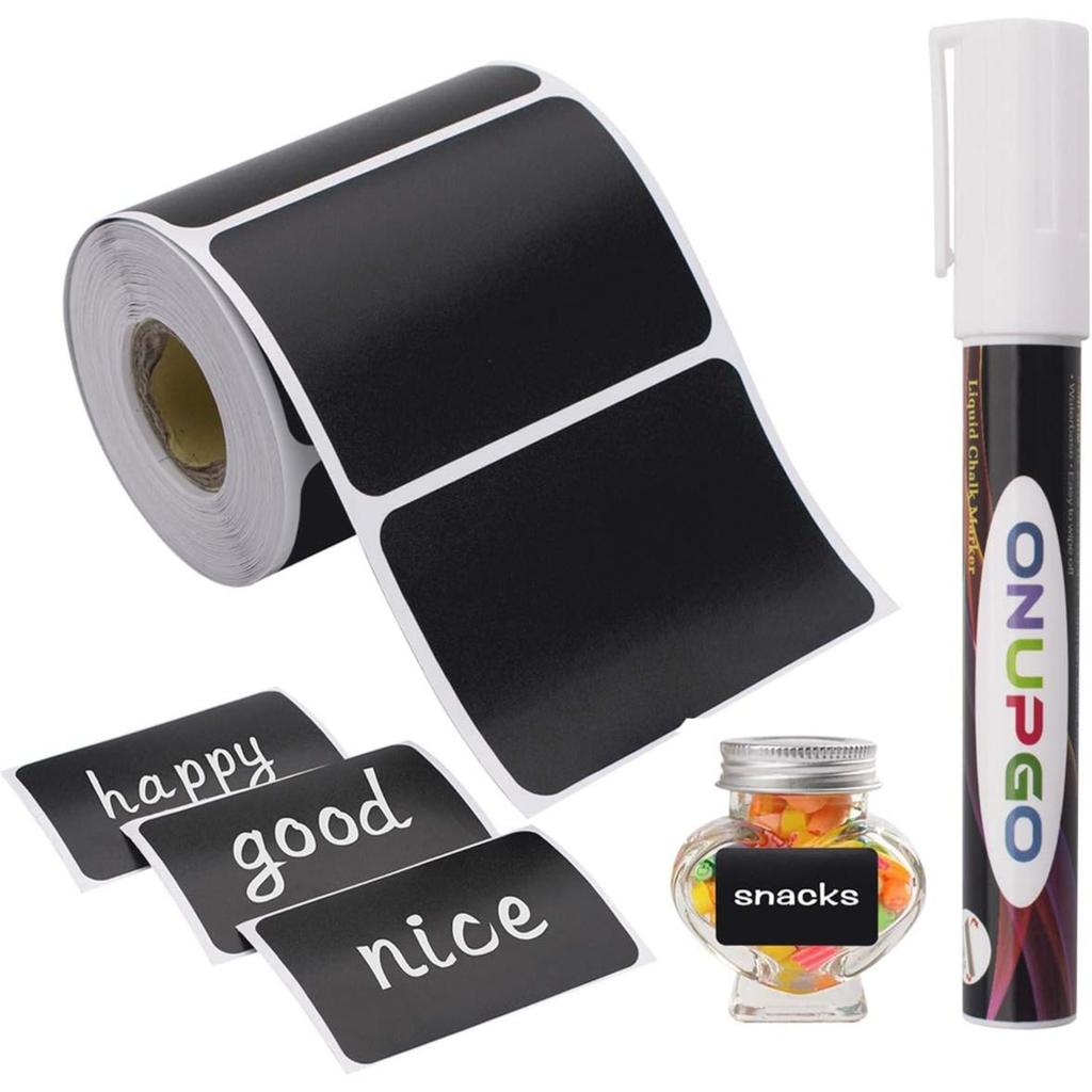 Chalkboard Labels-150pcs Waterproof Reusable Blackboard Stickers with 1 Liquid Chalk Marker for Mason Jars, Parties Decoration, Craft Rooms, Weddings