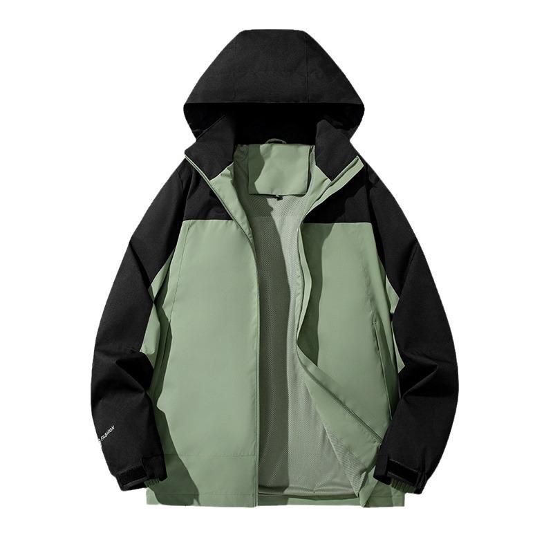 Autumn New Outdoor Windproof Waterproof Jacket Couple Can Detachable Hat Mountaineering Wear Sports Casual Jacket Men
