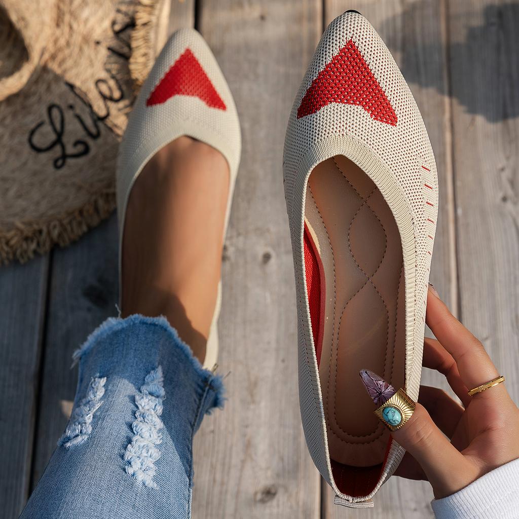 Fashion Women Flat Shoes Pointed Toe Solid Color Knitted Slip On Ladies Single Shoe Casual Breathable Ballet Women Flat Shoes Loafers