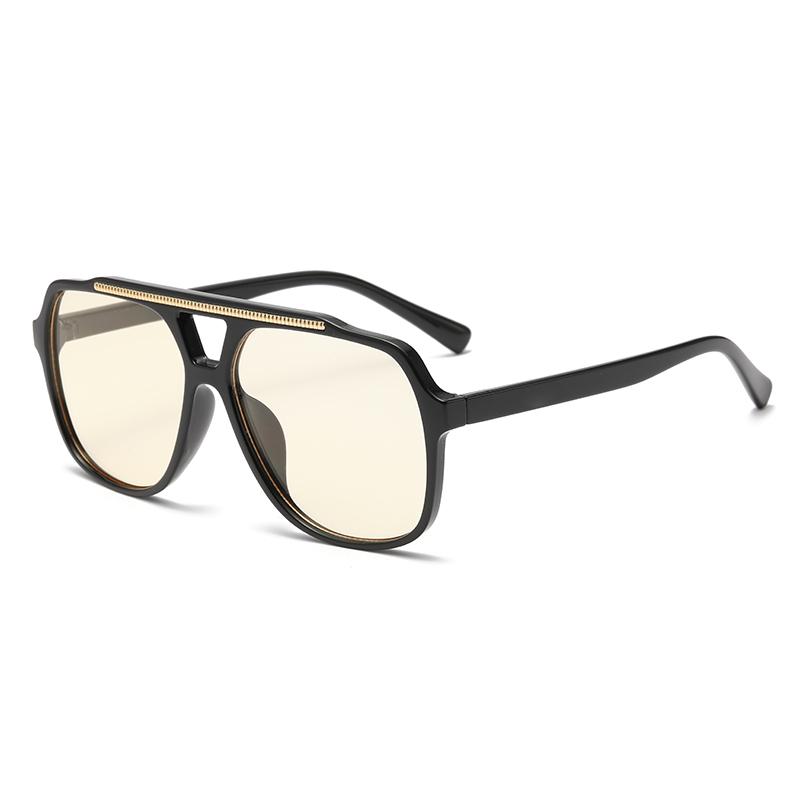 New Fashion Minimalist Ocean Piece Sunshade Sun Glasses Retro Double Beam Pilot Eyeglasses Uv Protection Female