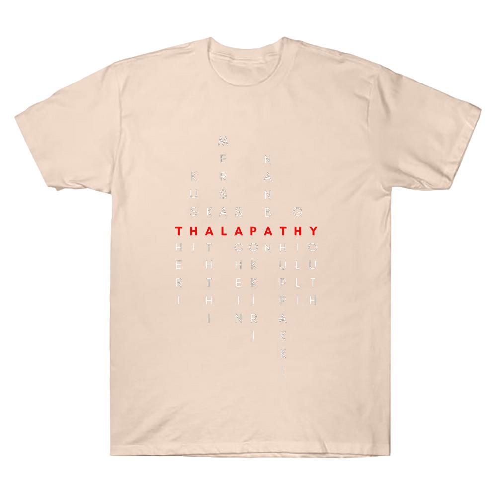 Thalapathy Vijay Tamil Movie Titles Red Classic T-Shirt Vijay Merch T Shirts Fashion Unisex Cotton T-shirt Cotton Loose Clothing