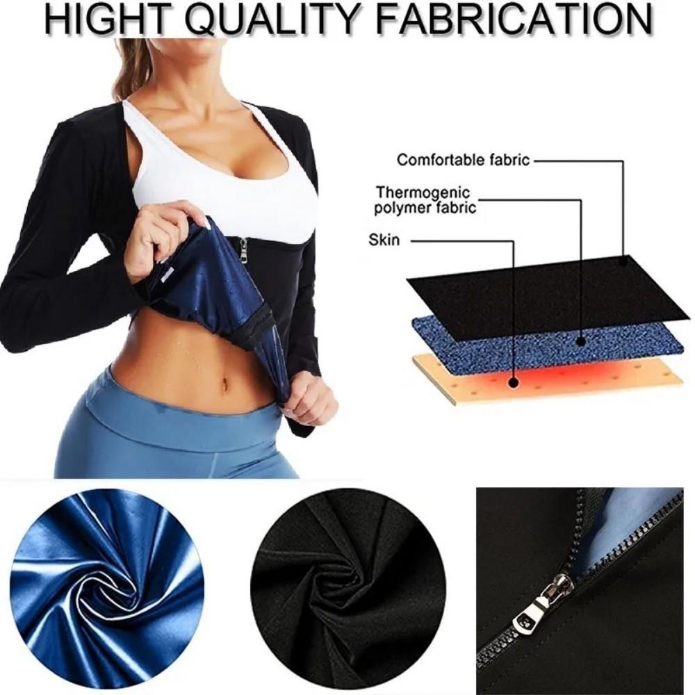 Long Sleeve Waist Trainer Vest Zipper Design Shapewear Tank Top Sauna Suit Shirt  Gym Fitness