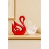 Lucky Swan Couple Piano Finish Ceramic Figures for Home Decor (Set of 2 Pc, Large, White & Red)