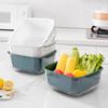 Double-Layer Drain Basket Set: 2-Piece Kitchen & Fruit Washing Basin