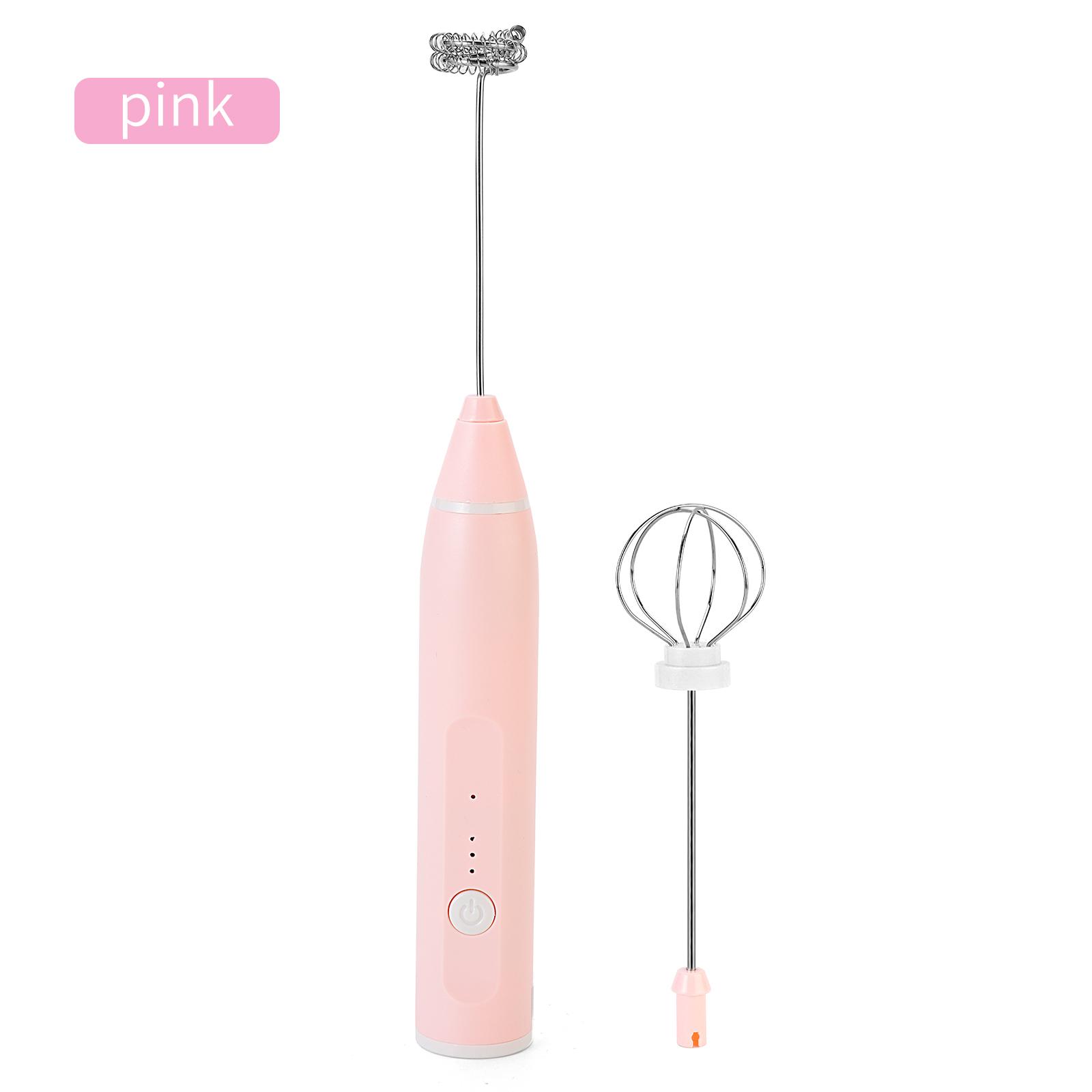 

1 PCS Handheld Egg Beater 3 Speeds Electric Milk Frother Foam Maker Mixer USB Rechargeable Coffee Drink Frothing Wand Foamer розовый