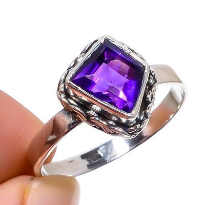 Natural African Amethyst Gemstone Ethnic 925 Solid Silver Gift Ring S.9.5 K1t11