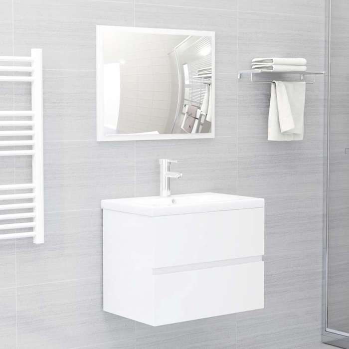 VidaXL Ensemble de meubles de bain 2 pcs Blanc brillant Aggloméré 804878