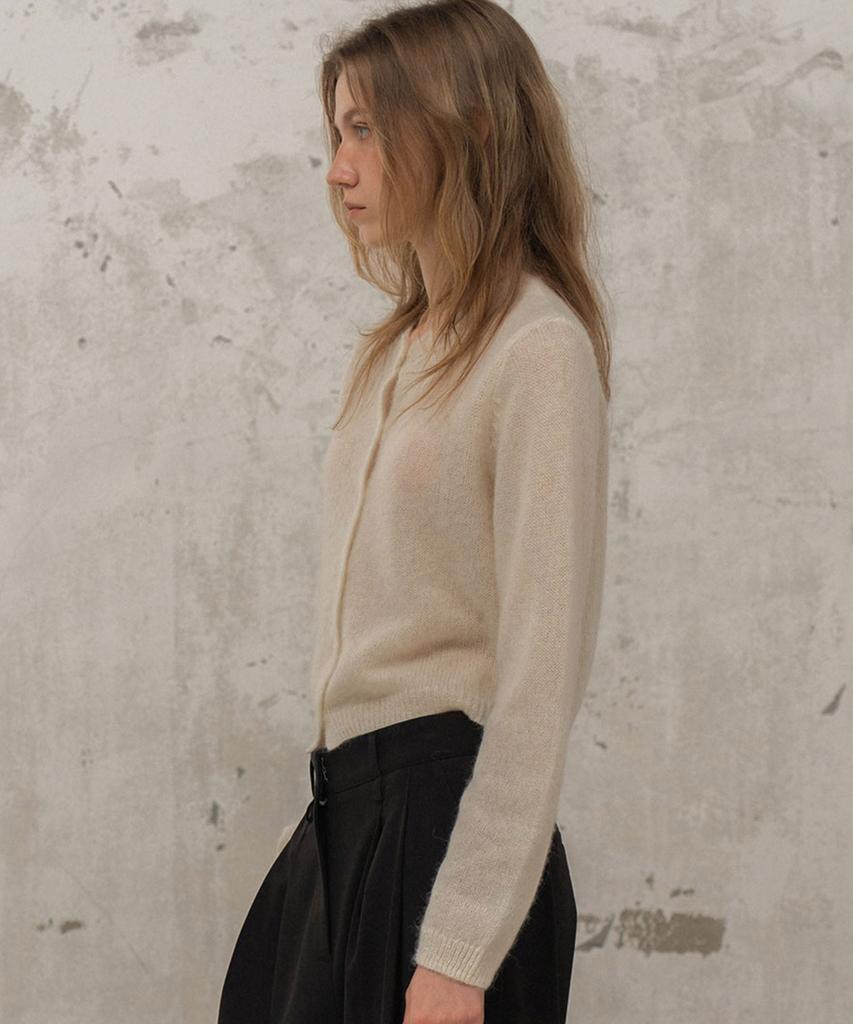 Morceau Par Morceau Mohair Round Cardigan [Ivory]