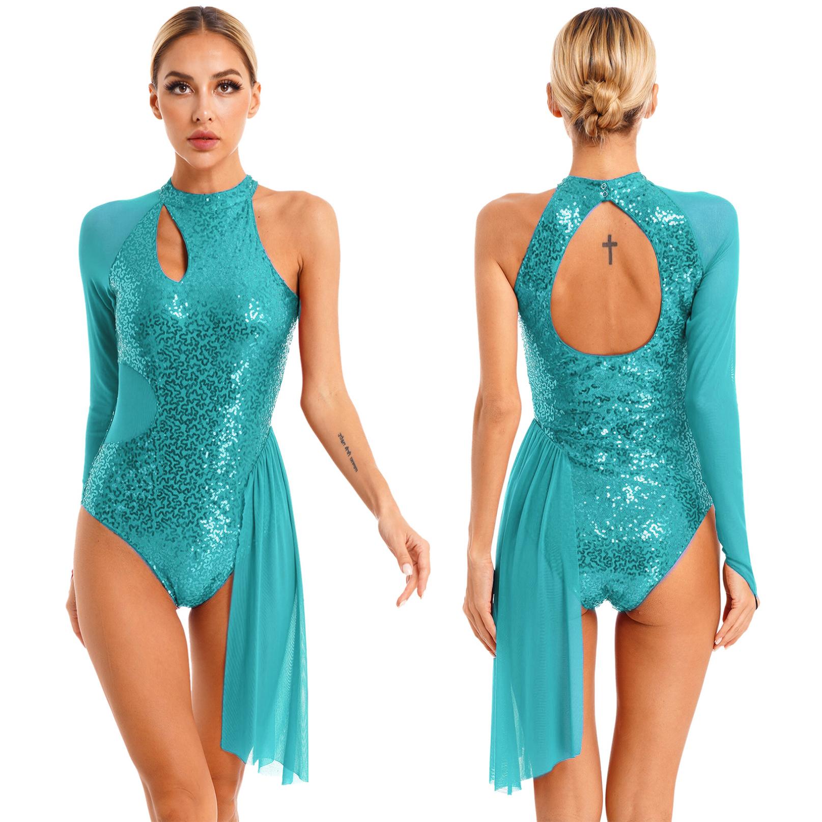 Inhzoy Dames lyrische danskostuum tank bodysuit uitgesneden ballet leotard Morden hedendaagse danskleding S mintgroene kleur