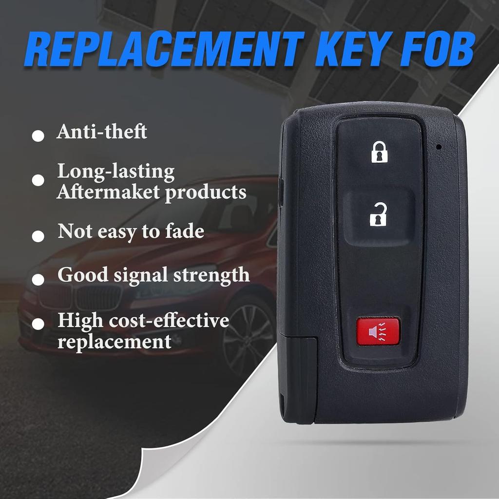 Smart Key Fob Keyless Entry Remote Transmitter Replacement for Toyota Prius 2004-2009 3 Button Ask 312MHz 4D69 Chip (FCCD:MOZB31EG P/N:89994-47061)