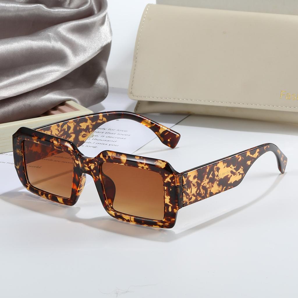 Luxury Brand Designer Houndstooth Square Sunglasses Women Men Vintage Fashion Sun Glasses Travel Eyewear Unisex
