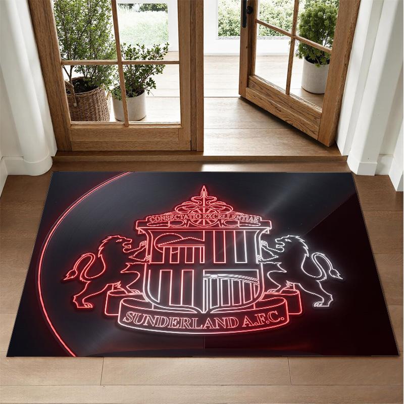 Sunderland Football Design Crystal Velvet Rug Soft Decorative Mat for Bedroom Entrance