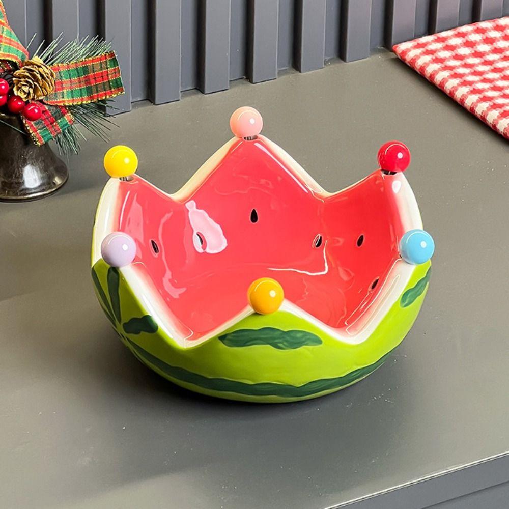 Ceramic Dessert Salad Bowl Large Capacity Fruit Fork Dish  Entrance Bandejas Decorativas