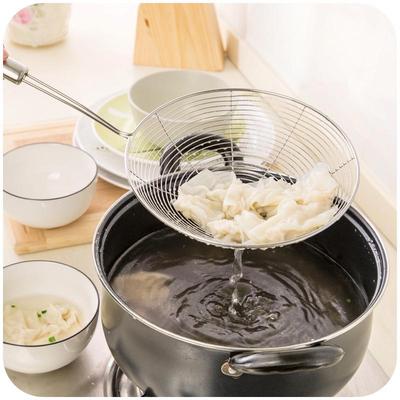 Stainless Steel Nine-Hole Non-Magnetic Ladle Strainer for Dumplings & Hot Pot Cooking.
