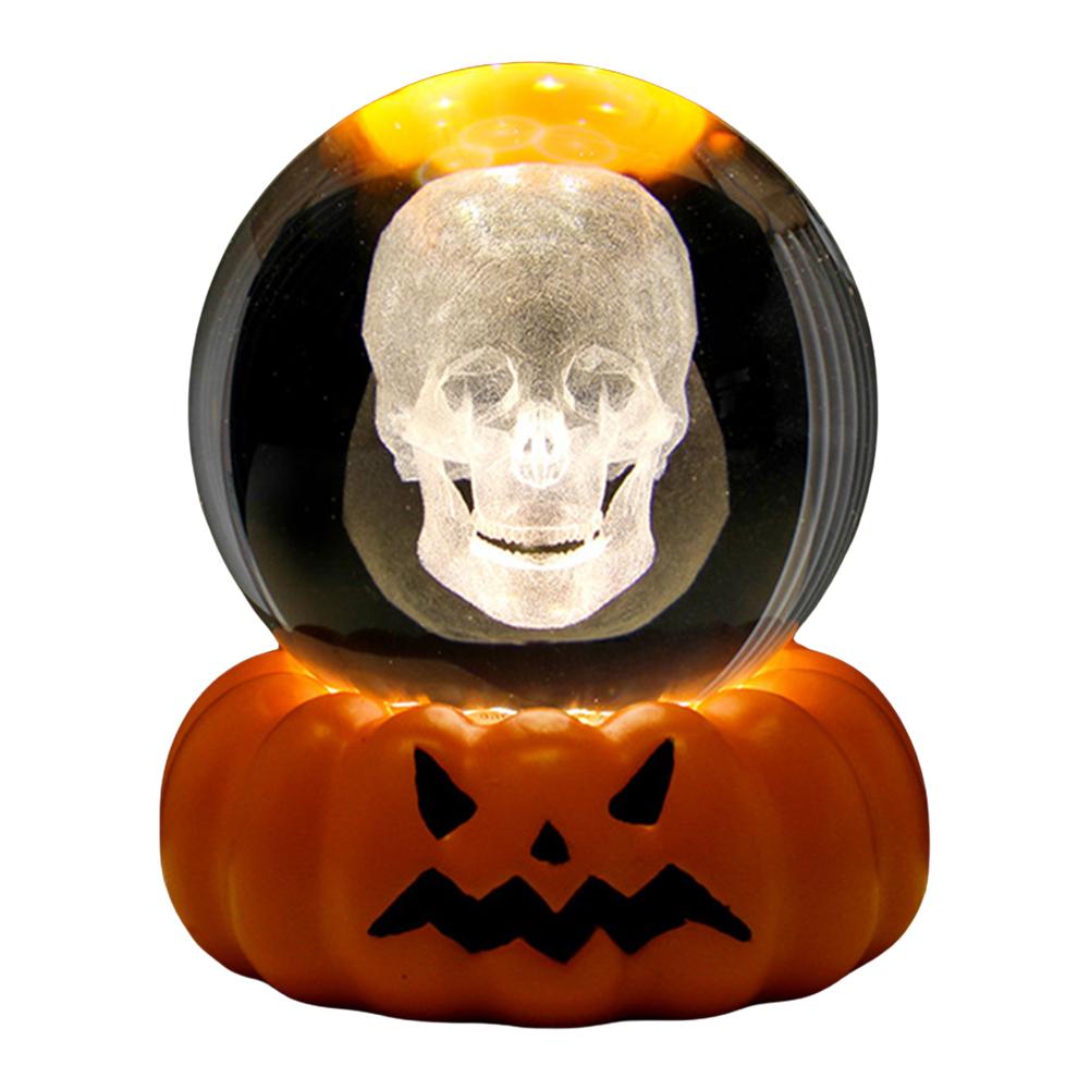 

6 см 3D хрустальный шар хрустальная тыква ночник лазерная гравировка череп привидение дом с привидениями подарок на день рождения украшение для домашнего стола