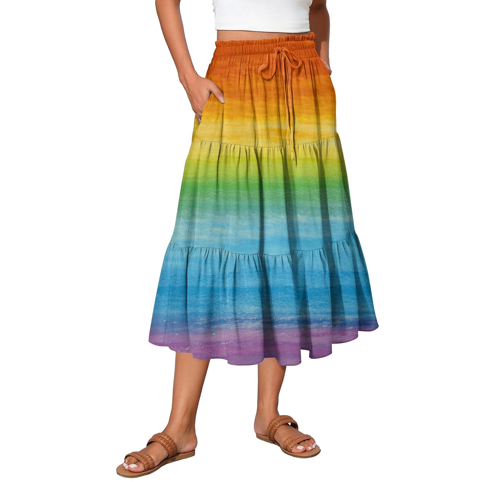 

Женская юбка макси с завязками на завышенной талии, летние длинные юбки, легкие многослойные струящиеся цветочные плиссированные юбки XL жёлтый