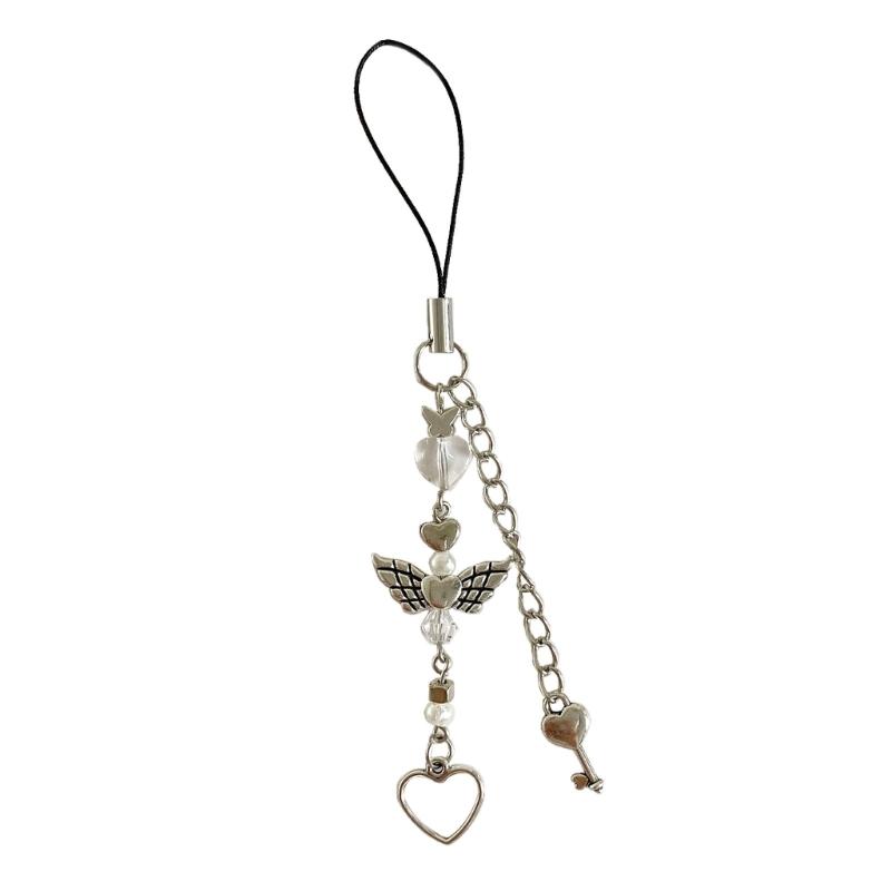 Phone Strap Y2K Phone Charm Keychain Star Bowknot Butterfly Keychain for Women Girls Halloween Handmade Jewelry Ornament