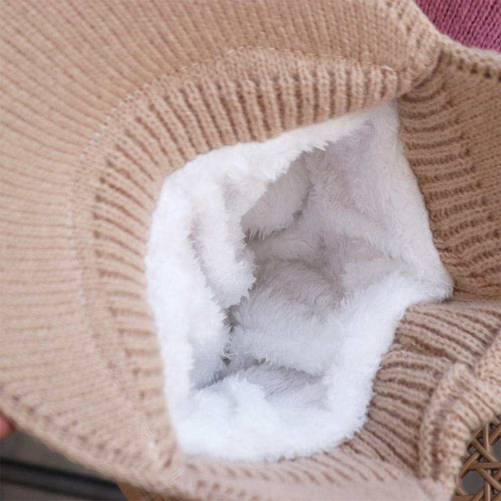Solid Color Earflaps Hat Windproof Knitted Baseball Hat Fashion Plush Peaked Cap Holiday