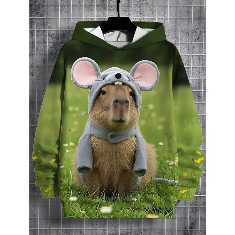 Cute Capybara 3D Print All Seasons Men Hoodies Women Casual Sweatshirt Cool Pullover Tops Unisex Cartoon Clothes Unisex Hoodies