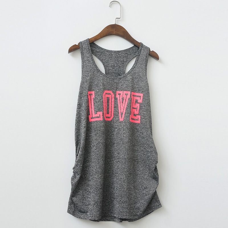 

Sports Vest for Women Loose I-Shaped Sleeveless T-shirt Blouse Large Size Letters Running Fitness Clothes Yoga Jacket Flower Gray love S